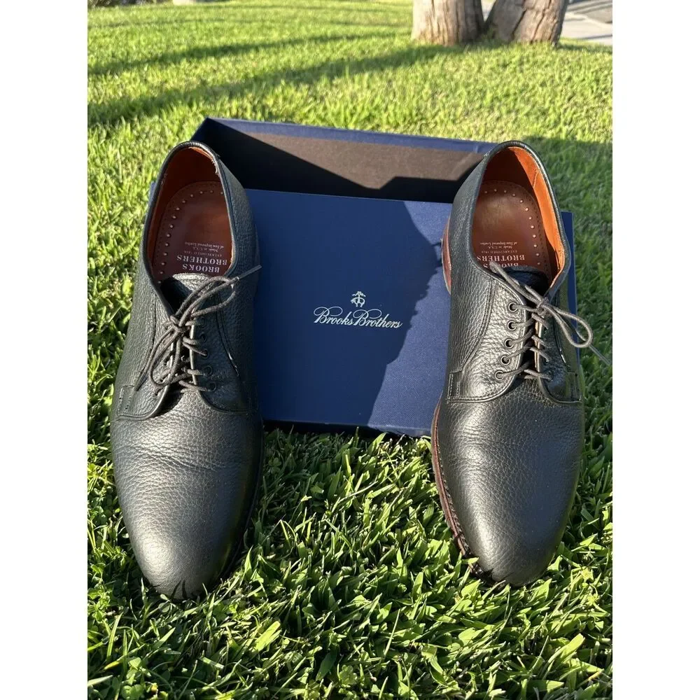Brooks Brothers Men’s 11 E Black Pebble Leather Derby Shoes Made in USA Lug Sole